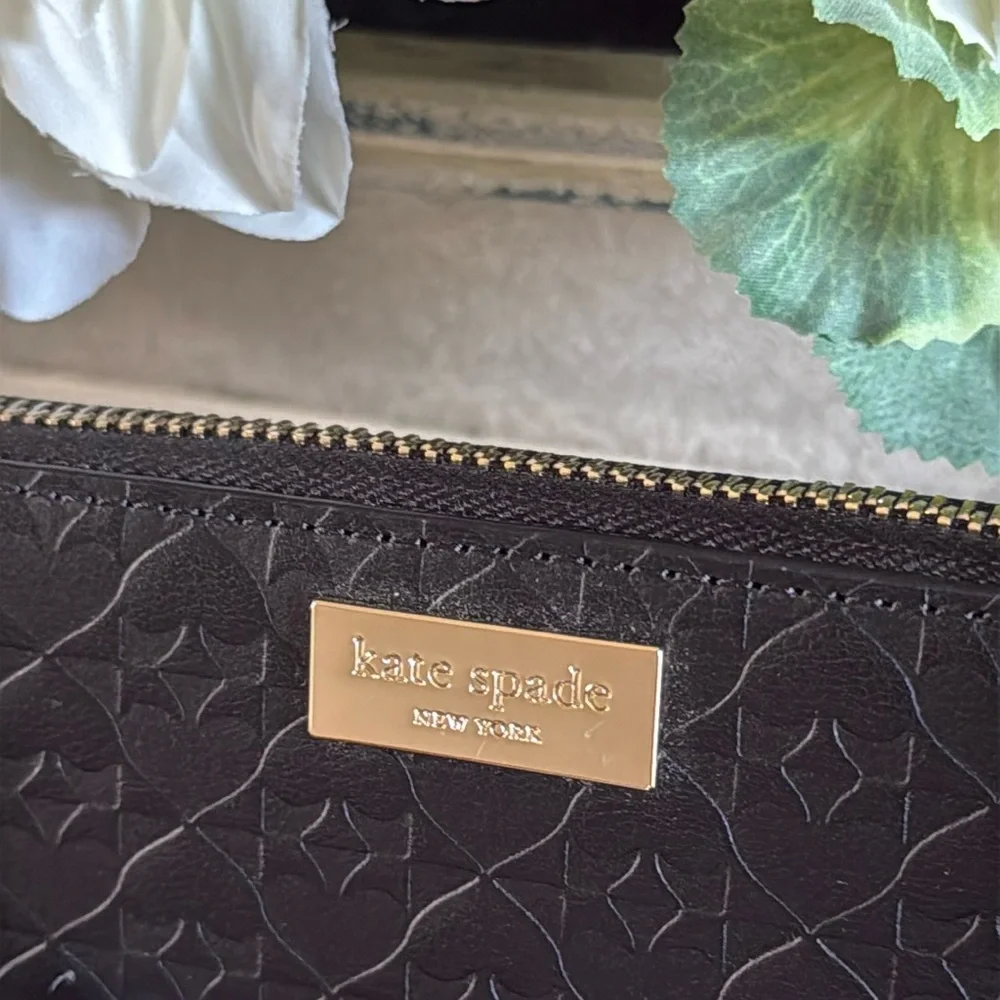 Kate Spade Penn Place Black Leather Embossed Wallet
